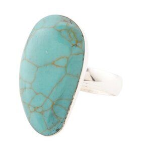 SEED & SAGE Silver/Turquoise Made In Mexico Sterling Silver Turquoise Bean Ring
